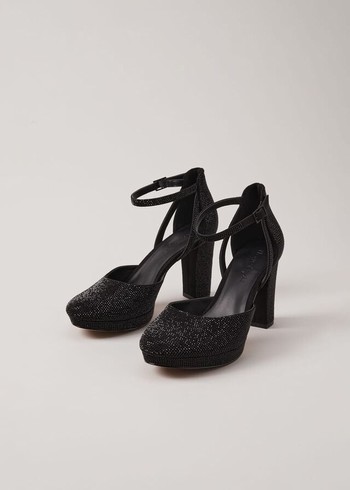 Phase Eight Black Sparkly Platform Heels Black Canada | SXEVQG-035